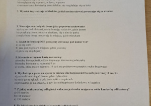 Test wiedzy o bezpieczeństwie na drodze