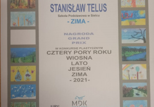 Dyplom Stanisława Telusa za wzięcie udziału w konkursie „CZTERY PORY ROKU: WIOSNA, LATO, JESIEŃ, ZIMA" organizowanym przez Miejski Dom Kultury w Opocznie.